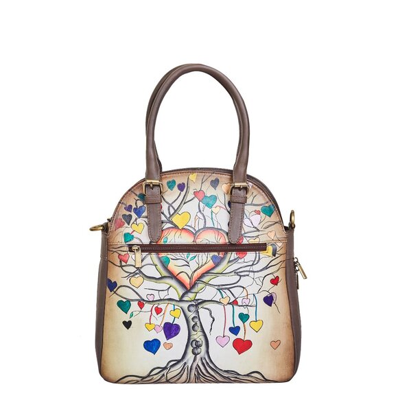 Leather Hand-Painted Women Tote Bag, Satchel Handbag, Top Handle Crossbody Purse - Picture 4 of 7